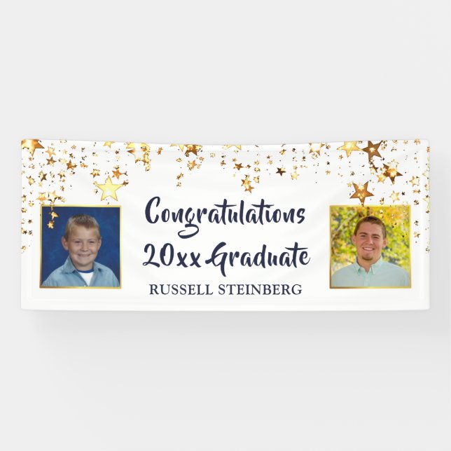 Graduation Personalized Then and Now Photos Banner (Horizontal)