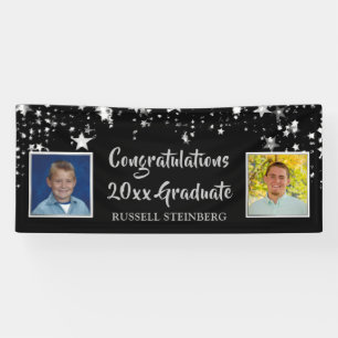 Graduation Personalized Then & Now Photos Silver Banner