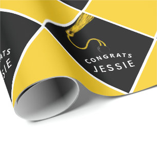 Graduation personnalisée Papier cadeau jaune