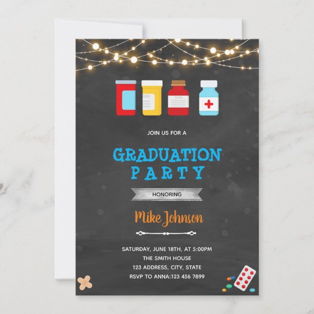 Graduation Pharmacie invitation médicale (Devant)