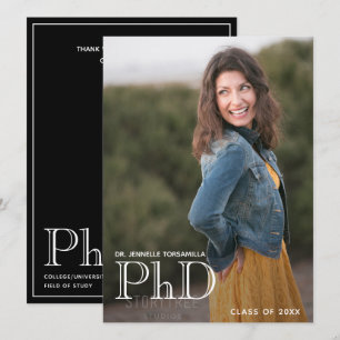 Graduation PhD Announcement Photo Black