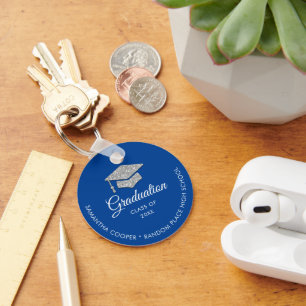 Graduation Photo 2024 Keepsake Blue Keychain