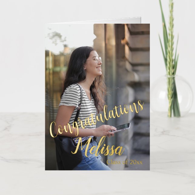 Graduation Photo Announcement, Class of 2023  Foil Greeting Card (Front)