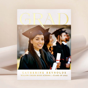 Graduation Photo Announcement Foil Postcard