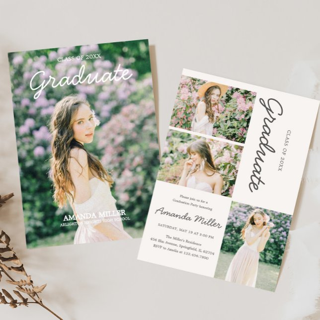 Graduation Photo Announcement Invitation (Photo Graduation Announcement Graduation Party Invitation with Front and Back)