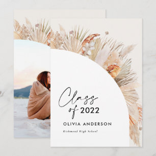 Graduation photo arch terracotta pampas botanical  invitation