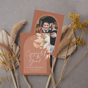 Graduation photo arch terracotta pampas botanical invitation