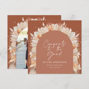 Graduation photo arch terracotta pampas botanical invitation