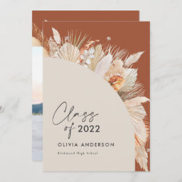 Graduation photo arch terracotta pampas botanical  invitation