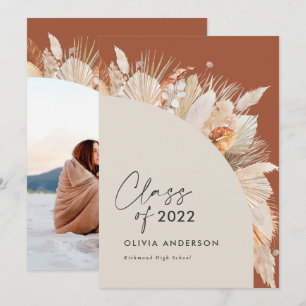 Graduation photo arch terracotta pampas botanical invitation