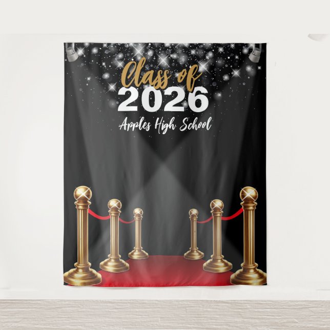 Graduation Photo Backdrop - Hollywood Red Carpet Tapestry (Front)