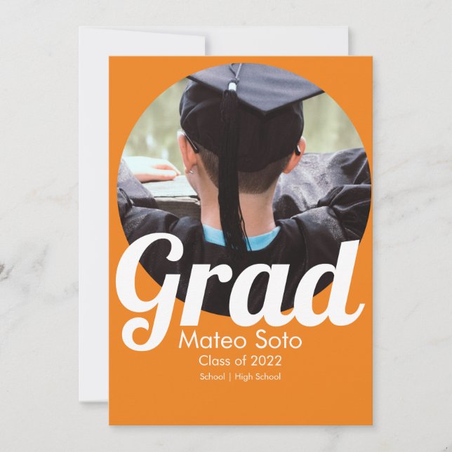 Graduation Photo Bold Any Colour   Invitation (Front)