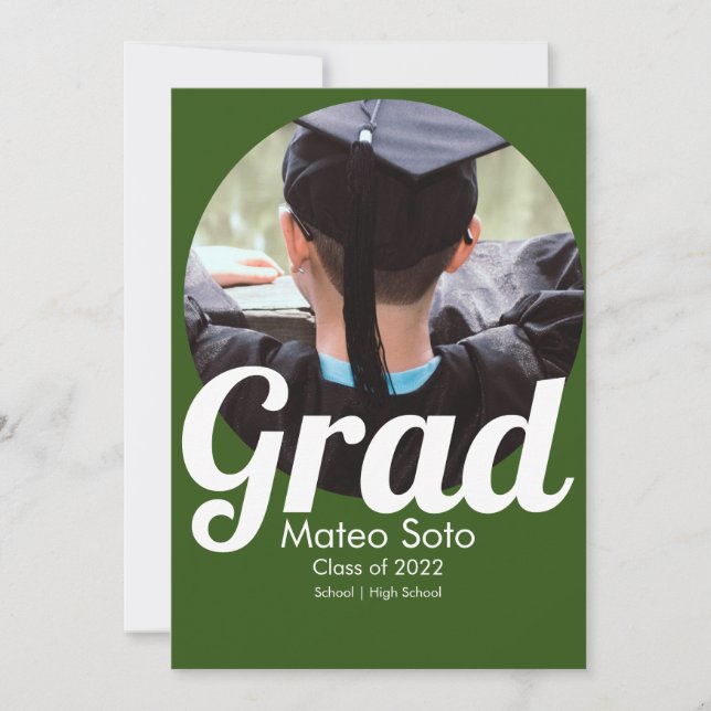 Graduation Photo Bold Any Colour  Invitation (Front)