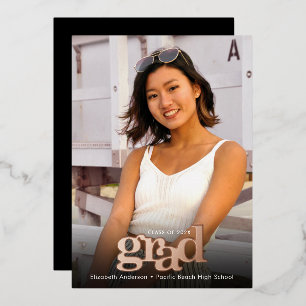 Graduation photo bold typography real rose gold