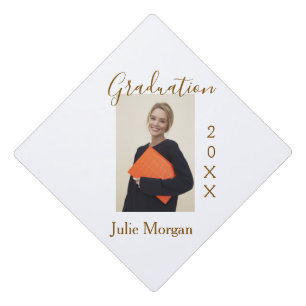 Graduation photo brown golden year 20XX namesimple Cap Topper