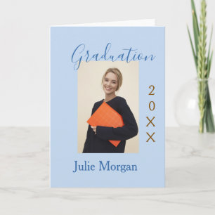 Graduation photo brown golden year 20XX namesimple Card