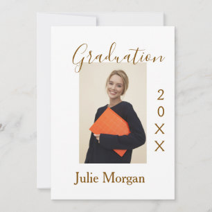 Graduation photo brown golden year 20XX namesimple Invitation