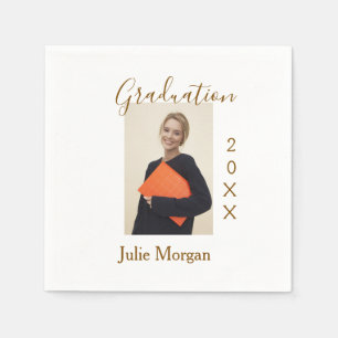 Graduation photo brown golden year 20XX namesimple Napkin