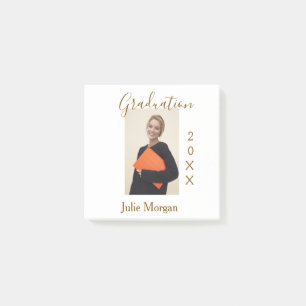 Graduation photo brown golden year 20XX namesimple Post-it Notes