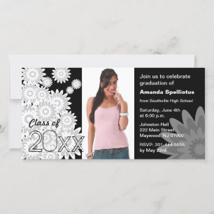 Graduation Photo Card White Flower