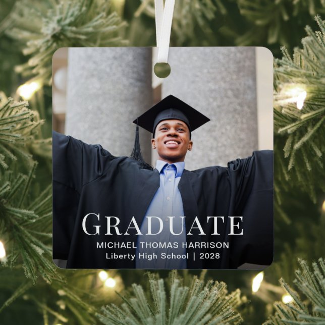 Graduation Photo Christmas Metal Ornament (Insitu)