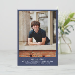 Graduation Photo Class 2026 Masculine Navy Modern Announcement