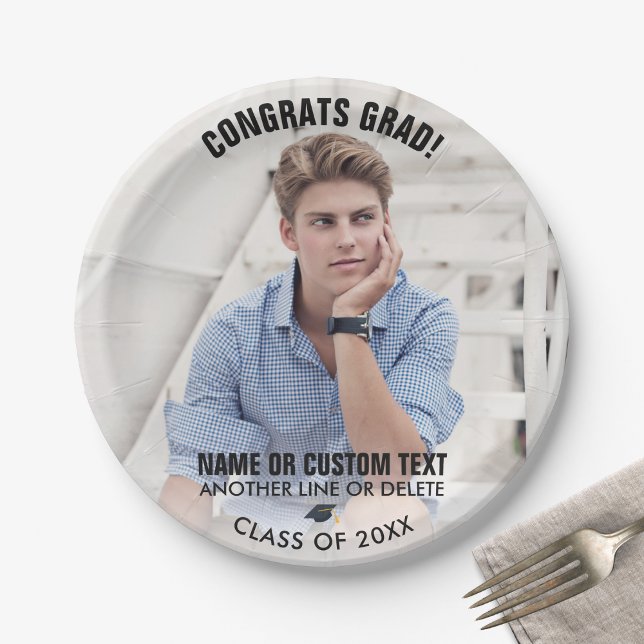 Graduation Photo Class 20XX Congrats Grad Custom Paper Plate (Creator Uploaded)