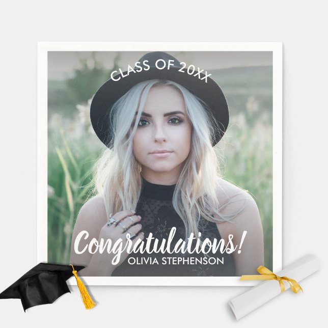 Graduation Photo Class 20XX Congratulations Custom Napkin (Creator Uploaded)