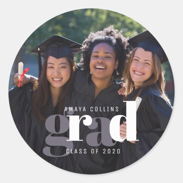 Graduation Photo Class of 2020 Classic Round Sticker (Front)