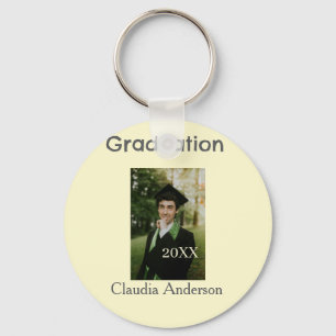 Graduation photo class year yellow gray pastel gra keychain