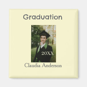 Graduation photo class year yellow gray pastel gra magnet