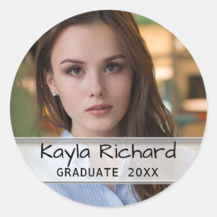 Graduation Photo Classic Round Sticker