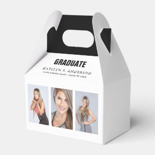 Graduation Photo Collage Black and White Favor Box