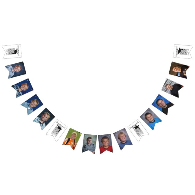 Graduation Photo Collage CLASS OF Black Silver Bunting Flags (All)