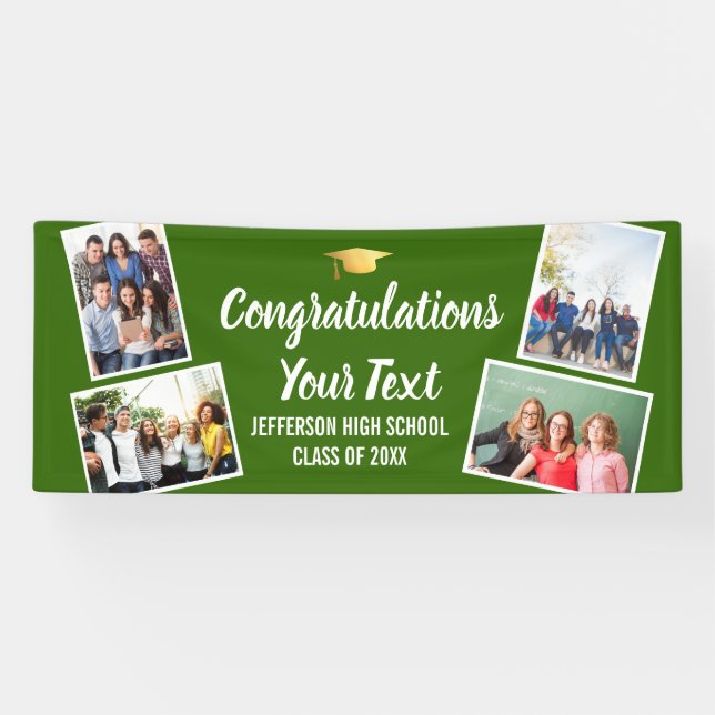 Graduation Photo Collage Congrats Senior Any Colou Banner (Horizontal)