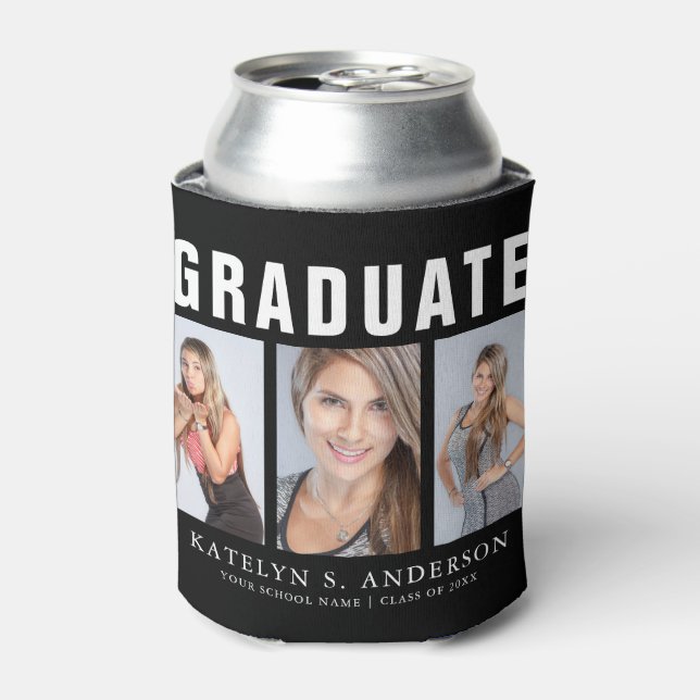 Graduation Photo Collage Congratulations Can Coole Can Cooler (Can Front)