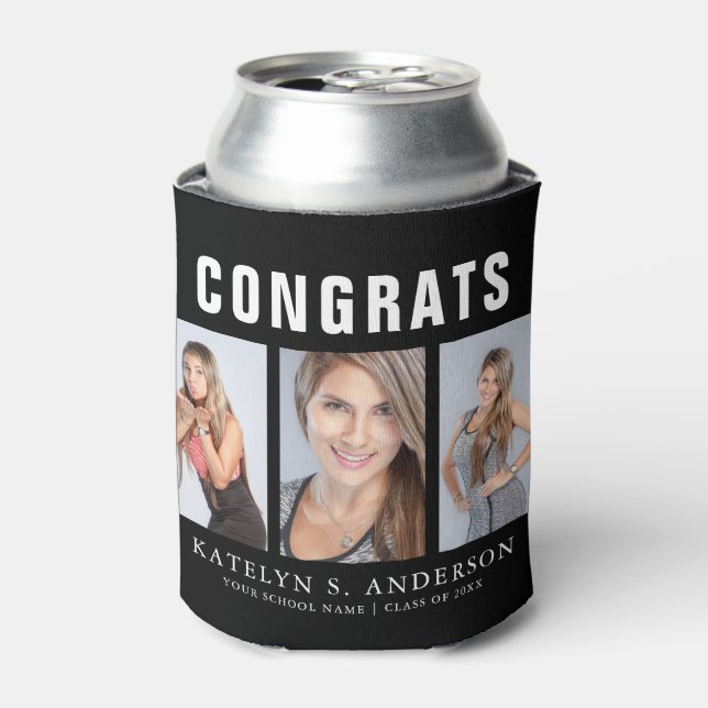 Graduation Photo Collage CongratulationS Can Cooler (Can Front)