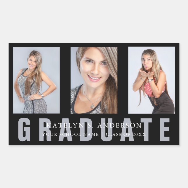 Graduation Photo Collage Custom Rectangular Sticke Sticker (Front)