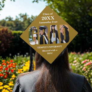 Graduation Photo Collage God Blessed Trendy Modern Cap Topper