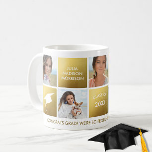 Graduation Photo Collage Gold Class of 2018 Custom Coffee Mug