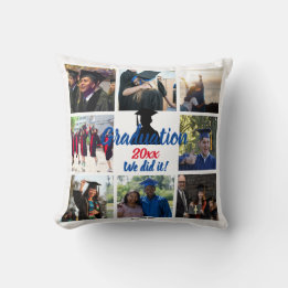 Graduation Photo Collage Personalized Throw Pillow