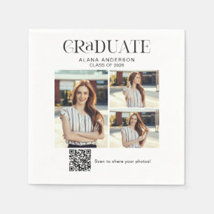 Graduation Photo Collage QR Code Photo Share Napkin