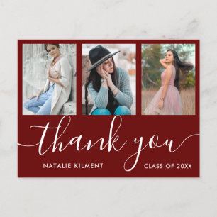 Graduation Photo Collage Red Merci Carte postale