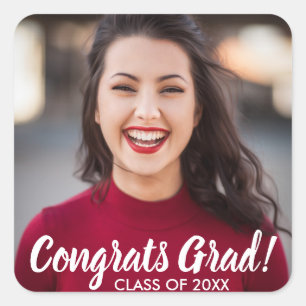 Graduation Photo Congrats Grad Class 20XX Custom Square Sticker