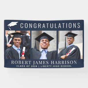 Graduation Photo Congratulations Blue Banner