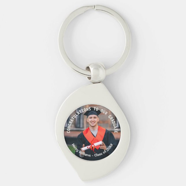 Graduation Photo Custom Text Graduate Keepsake Keychain (Front)