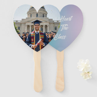 Graduation Photo Elegant Heart Hand Fan