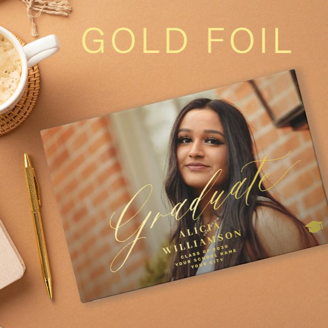 Graduation photo elegant script graduate name guest book (Creator Uploaded)