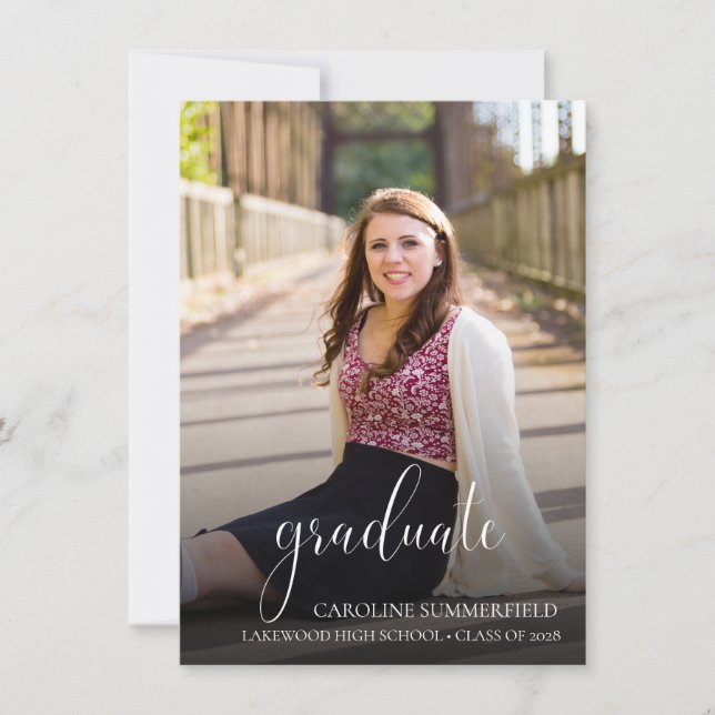 Graduation Photo Elegant Script | Party Invitation (Front)