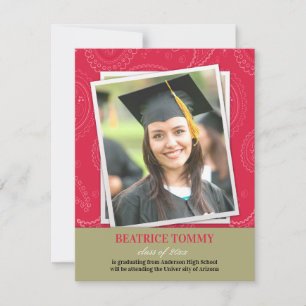 Graduation Photo Faire-part Paisleys
